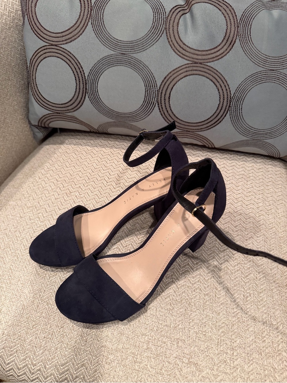 Brand new Navy blue suede  Heel Ankle Strap Sandals - Navy